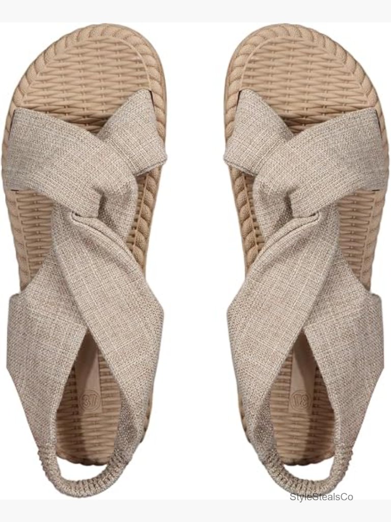 Woven Twist Knot Flat Sandals Casual Slip On Beach Shoes